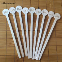 100pcs Round Swizzle Stirrers Wood Wedding Cocktail Decor Eco-friendly Compostable Biodegradable Personalized Text