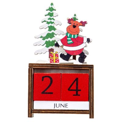 Merry Christmas Wooden Painted Santa Calendar Xmas Ornaments Christmas Decorations for Countdown Calendar