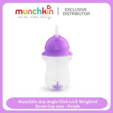 Munchkin Any Angle Click Lock Weighted Straw Cup, 10oz,Purple 