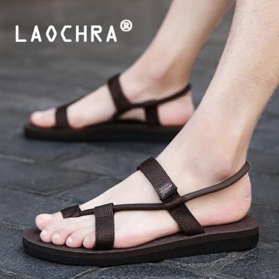 LAOCHRA รองเท้ากลาดิเอเตอร์สีดำผู้ชายนุ่มสำหรับเล่นกีฬาน้ำแบบรองเท้าแตะชายหาดสองรองเท้าหน้าร้อน Sandal Jepit Teplek