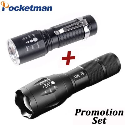 XML T6 Tactical Flashlight 8000 Lumens 5 Modes Portable Lamp waterproof Torch zaklamp Light with 18650/AAA Battery Charger