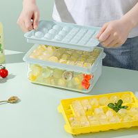 Ice Cube Tray with Lid Ice Mold Ice Cube Ice Ball Storage Container Box With Lid 2 In 1 Tray Maker Set Bar Kitchen Accessories