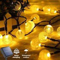 [AMO Garden Decoration]ไฟสตริงพลังงานแสงอาทิตย์กลางแจ้ง60ไฟลูกโลก Led พร้อม USB 8โหมดไฟลานพลังงานแสงอาทิตย์กันน้ำสำหรับตกแต่งงานปาร์ตี้ในสวน