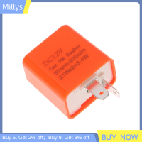 Millys รีเลย์ไฟ LED กะพริบ2ขา,รีเลย์ตัวบอกความถี่ไฟหรี่รถยนต์ปรับความถี่ได้12V สำหรับอุปกรณ์มอเตอร์ไซค์