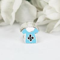 ลูกปัดเงินแท้ solid sterling 925 เคลือบสีEnamel สีฟ้า รูปเสื้อยืด สำหรับร้อยสร้อยข้อมือสไตล์แพนโดร่า : มณีธารา MT Jewelry (scm37-2)