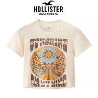 Hollister เสื้อยืด2022สั้นพิมพ์ลายแขนสั้น BM เสื้อโชว์สะดือสำหรับผู้หญิงอเมริกาแบบย้อนยุคใหม่ฤดูร้อน