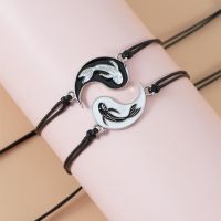 New Yin and Yang Bracelet Nationality Dripping Oil Tai Chi Gossip Fish Woven Friendship Couple  Bracelet Wholesale Charms and Charm Bracelet