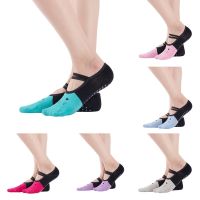 Honnyzia Shop Twotone Yoga Socks Women Round Head Backless Cotton NonSlip Bandage Sports Socks Ventilation Pilates Ballet Socks Dance Sock