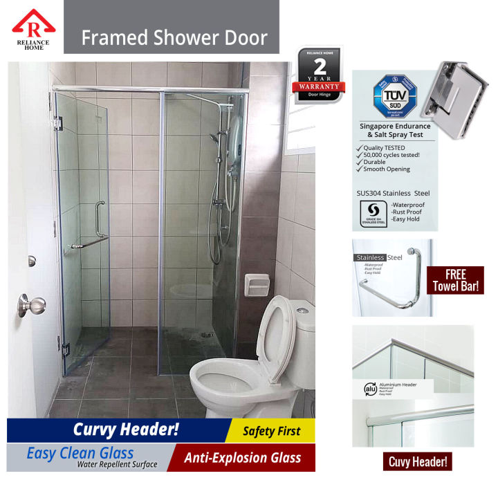 [PRE-ORDER] Frameless Shower Screen, REH100 Shower Screen, Clear ...