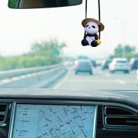 ◇♟□ Car Interior Panda Pendant Funny Naughty Panda Auto Interior New Resin Cute Anime Car Accessories Mirror Ornaments Gift