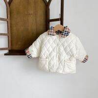 Infant Winter Clothes 0-3 Years Old Baby Quilted Jacket Color Matching Plaid Western-style Baby Jacket Top