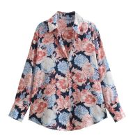 European and American style 2023 autumn new fashion womens straight floral print satin shirt 8160449 330