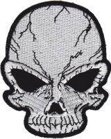 iron on patch Embroidery Skull Biker Horror 8.5x7 cm กะโหลก ผี โปรโมชั่น ตัวรีด เย็บติดผ้าประเทศไทย โลโก้ปัก มีกาวสำหรับรีด ตกแต่งเสื้อผ้า