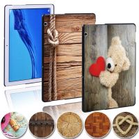 Case For Huawei MediaPad T5 10 10.1/MediaPad T3 10 9.6/MediaPad T3 8.0 Inch Printed Wood Slim Tablet Hard Shell Cover Case +Pen Bag Accessories