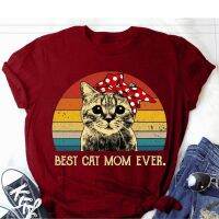 Edlpe Best Cat Mom Ever Tshirt Vintage Mother Day Gift Cute Graphic Print Tshirt Korean Clothes Tee T Gildan