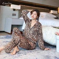 ✇✠ Connie summer womens pajamas ice silk cool thin casual fashion print 2023 spring and autumn home service suit