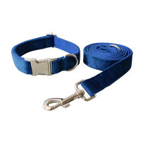 Wholesale Royal Blue Velvet Leash and Collar Set Personalized Hand Holding Rope Neckalce Correas Para Perros Pug Accessories