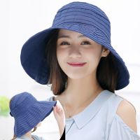 Summer Women Large Brim Sun Hat Solid Outdoor Beach Cap For Women Striped Breathable UV Protection Caps Casual Floppy Hats