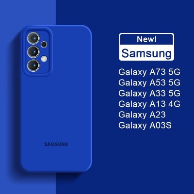 ℡❀ New Upgrade Camera Protector Liquid Silicone Phone Case Samsung Galaxy A73 A53 A33 A23 A03S A03 A13 Lite LTE 2022 4G 5G Original Back Cover Cases