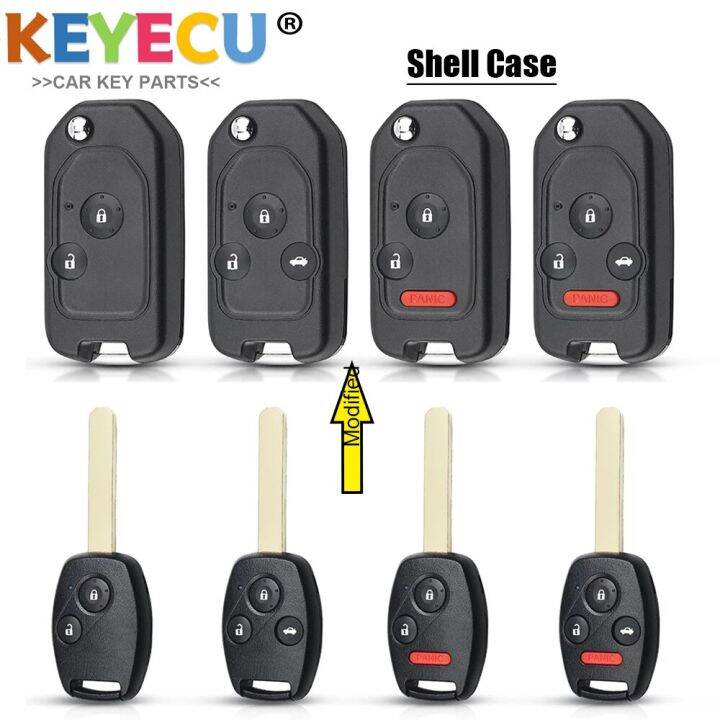 keyecu-กุญแจรถดัดแปลง2-3-4ฝาปิดรีโมกุญแจแบบพลิกปุ่มสำหรับ-honda-odyssey-เคสนักบิน-civic-accord-crv-rigeline-ut