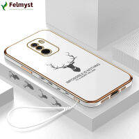 [ฟรีสายคล้อง] เคสโทรศัพท์เซลล์ F1 Xiaomi รูปการ์ตูน ELK Deer ที่ใช้ตกแต่งภายนอกกวางเรนเดียร์ขอบสี่เหลี่ยมเคสโทรศัพท์ชุบเคลือบหรูหราเคสโทรศัพท์นิ่ม