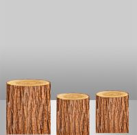 hyfvbujh✹☜◈  Round Plinth Covers Background Elastic Polyster  Wood Texture dessert