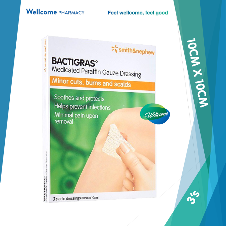 Smith & Nephew Bactigras Medicated Paraffin Gauze Dressings 10cm x