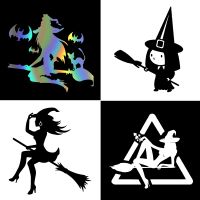 【CC】 Diy Witch Flying Broom Car Stickers Window Decal Vinyl Sticker