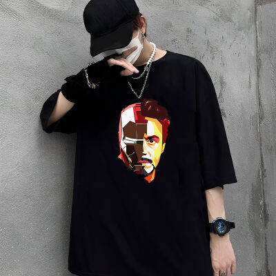 เสื้อยืด Unisex คุณภาพดี   (S-5XL) cotton 100% Nf2gd256ew เสื้อยืดคอกลม ผ้าฝ้าย พิมพ์ลาย Iron Tony Stark 2 Superheros สีดํา สําหรับผู้ชาย RYN126DGE1645