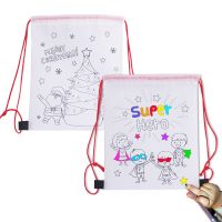 1 Set DIY Hand-Painted Coloring Graffiti Painted Cartoon Non-Woven Bag for Children Handmade Gift Bag Toy with Tool