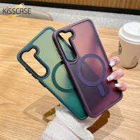 KISSCASE Magsafe เคสโทรศัพท์แบบใสผิวด้านสำหรับ Samsung S23 S22 S23พิเศษ + S22 + บวกเคสอะคริลิคฝ้าด้านหลังกันตกชาร์จไร้สายสำหรับ S22 S23 Samsung