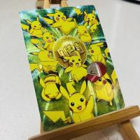 9Pcs/Set Pokemon Coarse Flash Cards Pikachu Raichu Ponyta Pidgey Pidgeot Classic Anime Game Collection Cards Gift Toys