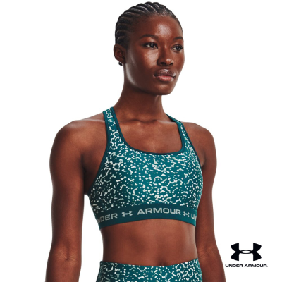 Under Armour UA Womens Armour® Mid Crossback Print Sports Bra อันเดอร์ อาร์เมอร์ เสื้อออกกำลังกายสำหรับผู้หญิง