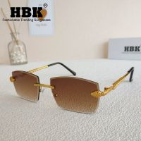 2022 New Rimless Sunglasses Men Small Square Serpentine Metal Sun Glasses for Women Trend Outdoor Travelling Eyewear