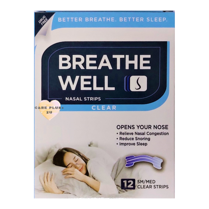 Breathe Well Clear Nasal Strips (12's) Anti Snoring Pelekat Hidung