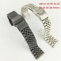 ✈ﺴ◕ 18mm 19 20 21 22 23 24 26 28 30mm Watchband With Pins Full Stainless Steel Straps Double Insurance Buckle นาฬิกาอุปกรณ์เสริม