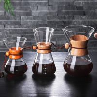 Classic Glass Coffee Pot V60 Dripper with Wooden Handle Pour Over Coffee Maker Espresso Coffe Drip Kettle Barista Tools