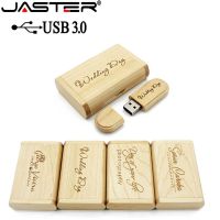 JASTER USB 3.0 high speed Wooden USB flash drive Maple wood box pendrive 4GB 16GB 32GB 64GB memory stick gifts free custom logo