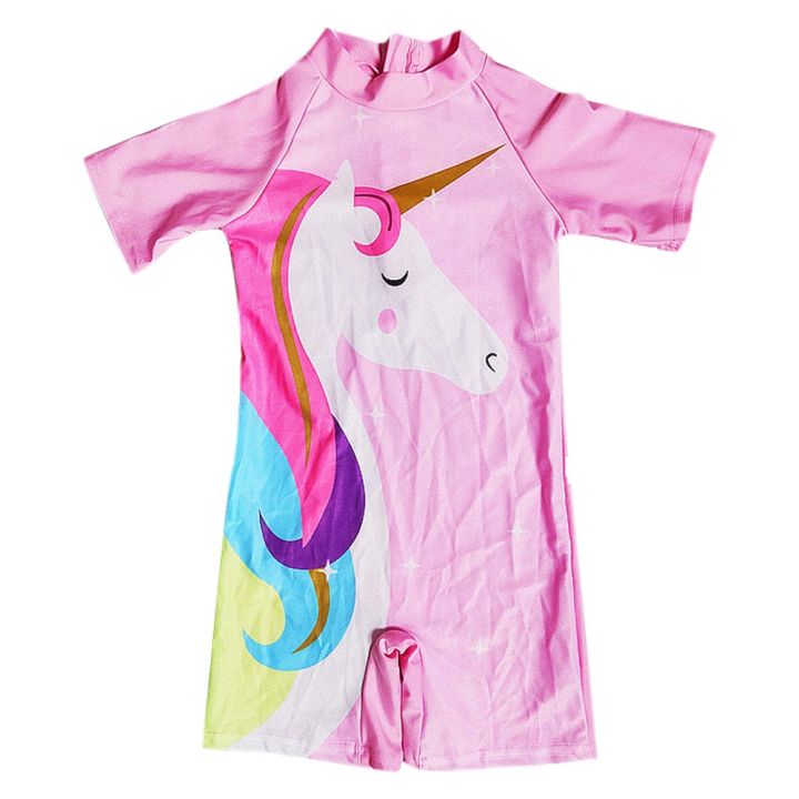 deborah456-children-girls-swimwear-cartoon-short-sleeve-casual-unicorn-f-rozen-baju-r-enang