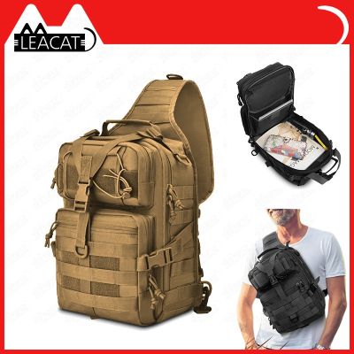 Leacat 20L Tactical Bag Mens Military Sling Chest Body Hand Carry Waterproof Hiking Hunting Black