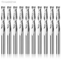 ❁ 10pcs 3.175 1/8 Shank 2 Flute Spiral Milling Cutter CNC Flat Nose End Mill Engraving Router Bit for Wood Carbide Tool Endmill