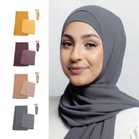 Jilbab Sifon Dengan Topi Dalam Yang Cocok, Jilbab Wanita Muslim, Syal Panjang Sifon Dengan Warna Cocok, Topi Ddandi