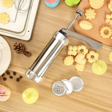 Stainless Steel Cookie Press Machine,Featuring 20 Decorative Stencil Discs  and 4 Icing Tips,Deluxe spritz Cookie Press Gun,Cookie Maker,for DIY