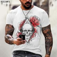 3D Printing Rose Flower Skull Pattern Male/Female T-shirt Summer Fashion Hip-hop Street Personality Trend Loose Oversize Top 5XL