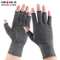 NEENCA โรคข้ออักเสบถุงมือการบีบอัดลื่นกาว Dot Fingerless ระบายอากาศความชื้น Wicking สำหรับบรรเทาอาการปวดรูมาตอยด์ร่วมบวม