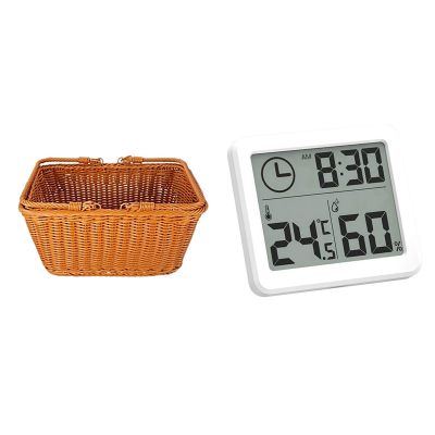 Durable Artificial Rattan Handmade Portable Picnic Basket with Room , Humidity Meter, and LCD Screen