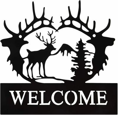 Deer Metal Wall Art Deer Pine Tree Wall Decor Metal Deer Welcome Sign