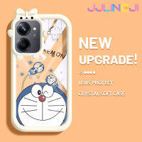 Jlingji เคสสำหรับ Realme 10 Realme 10 Pro Plus 5G เคสแฟชั่นการ์ตูนน่ารักลายโดราเอมอนที่มีสีสันสดใสเคสนิ่มสำหรับเลนส์ซิลิโคนใสกันกระแทกแบบใสง่าย