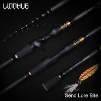 LINNHUE New 1.8m 2.1m Fishing Rod Carbon Spinning Casting Rod Travel Fishing Light Lure 5-35g 8 GR 7 Section Fishing Tackle