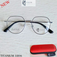 แว่นตา สำหรับตัดเลนส์ แว่นสายตา กรอบแว่นตา Fashion รุ่น TIGER 3308 สีดำตัดเงิน กรอบเต็ม Rectangle ทรงสวย ขาข้อต่อ ไทเทเนียม ตัดเลนส์ทุกชนิด